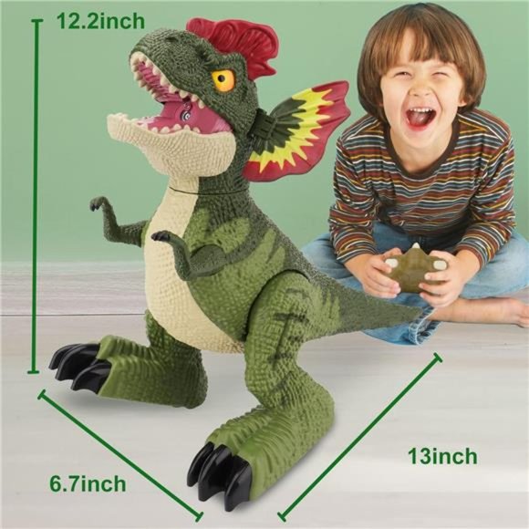 Remote Control Dinosaur Robot Toys- RC Electronic Walking Dino with Light - Picture 2 of 6